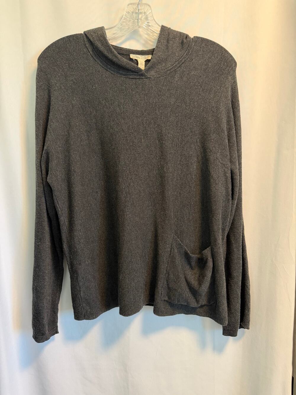 Eileen Fisher | Charcoal Gray Sweater with Front Pocket